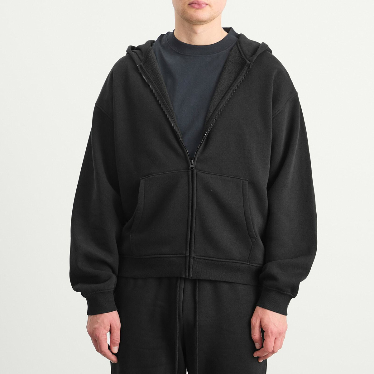 SKIMS Men's Zip Hoodie in Washed Onyx