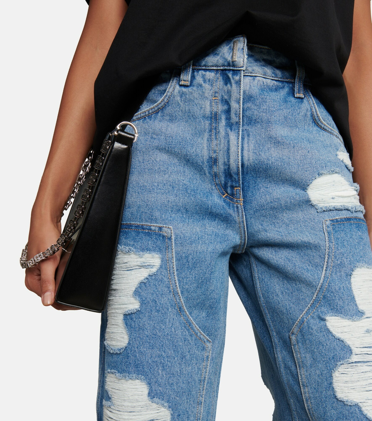 Givenchy - Distressed mid-rise wide-leg jeans Givenchy