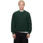 C.P. Company Green Crew Neck Brushed Emerized Diagonal Fleece Sweatshirt