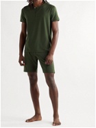 HAMILTON AND HARE - Stretch Lyocell and Cotton-Blend Henley Pyjama T-Shirt - Green