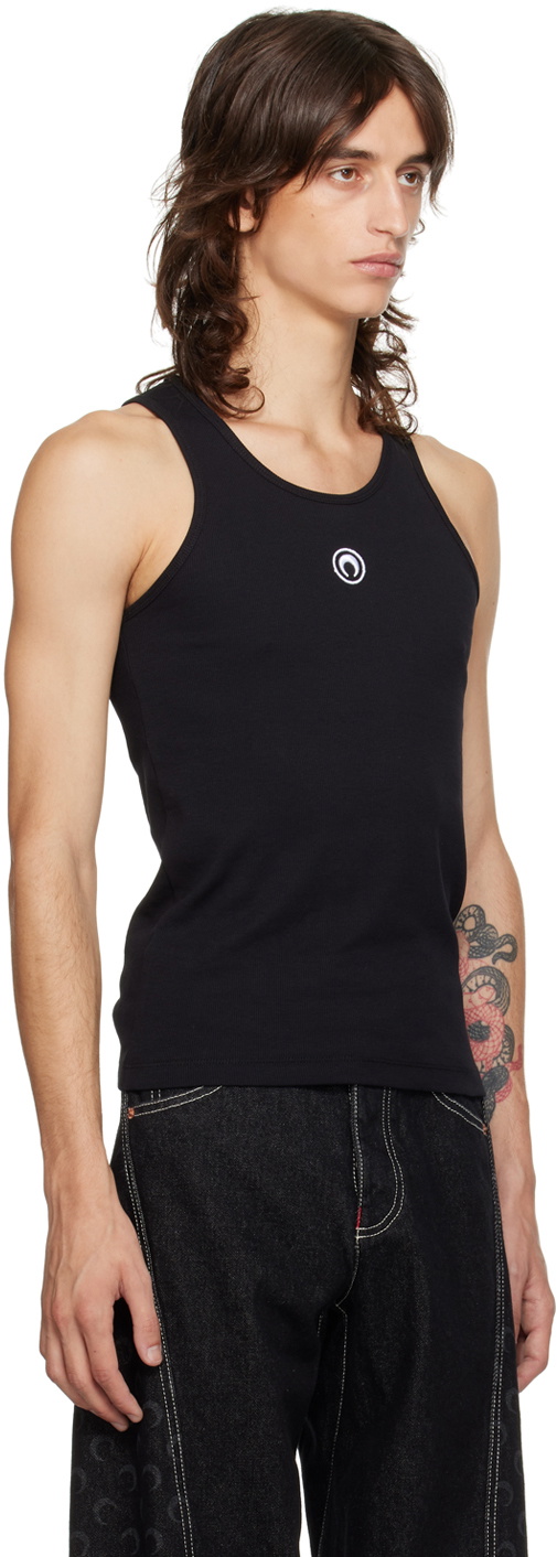 Marine Serre Black Organic Cotton Tank Top