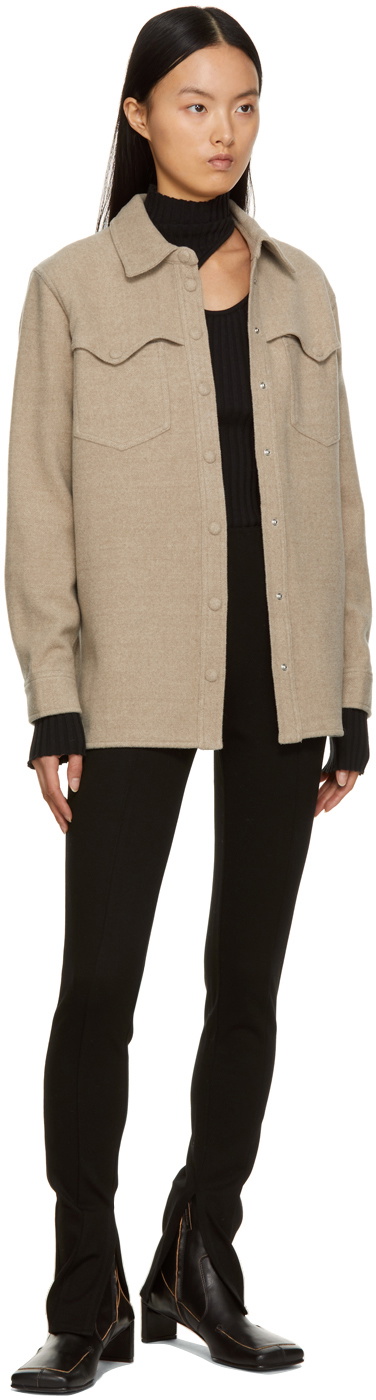 ANINE BING Beige Wool Luke Shirt ANINE BING