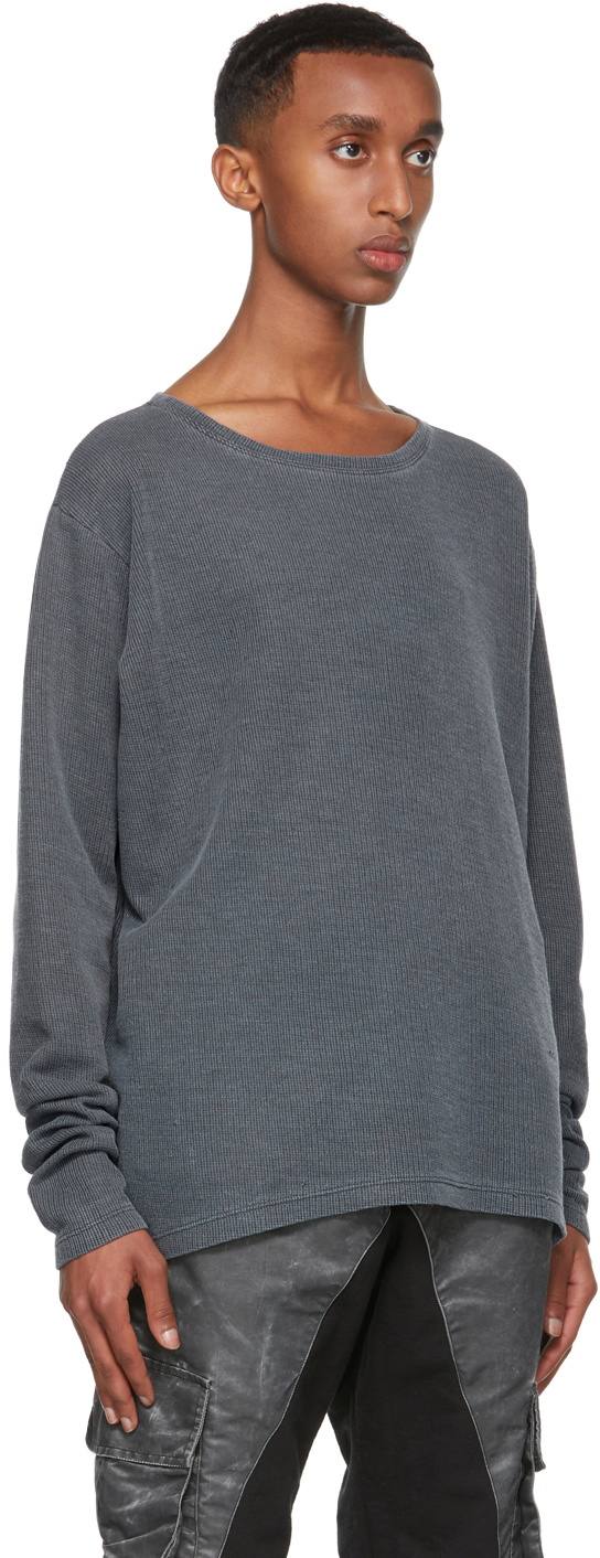 Greg Lauren SSENSE Exclusive Grey Flat Back Thermal Sweatshirt