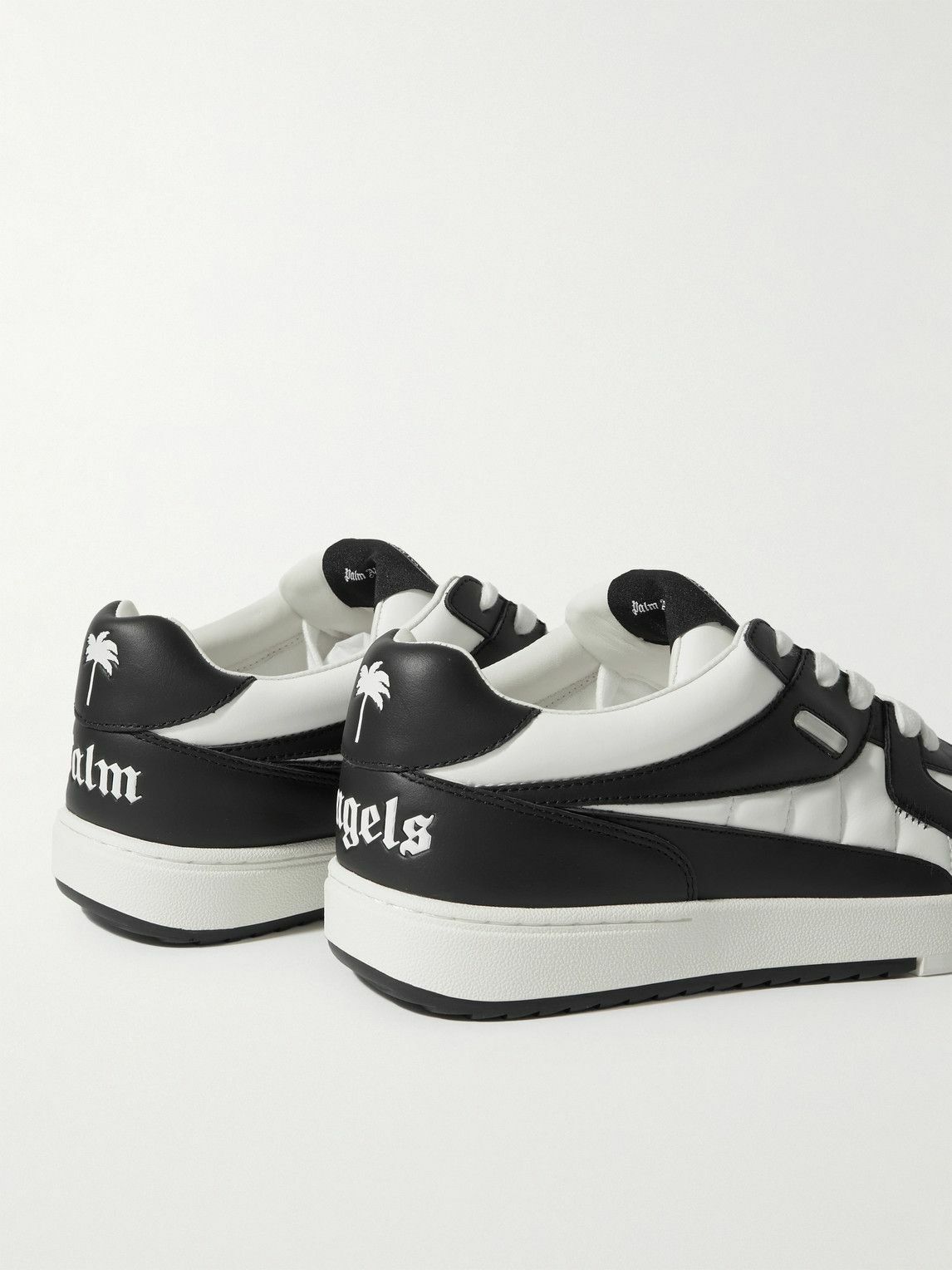 Palm Angels - Palm University Suede-Trimmed Leather Sneakers