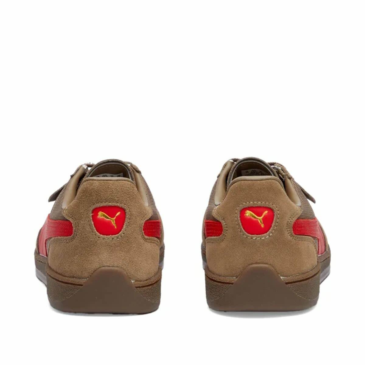 Puma Men's Super Team OG Sneakers in Totally Taupe/For All Time Red