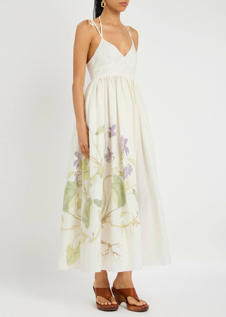 Erdem Floral-print Linen Midi Dress Multi Floral Erdem