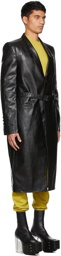 Rick Owens Black Leather Soft Soft Coat