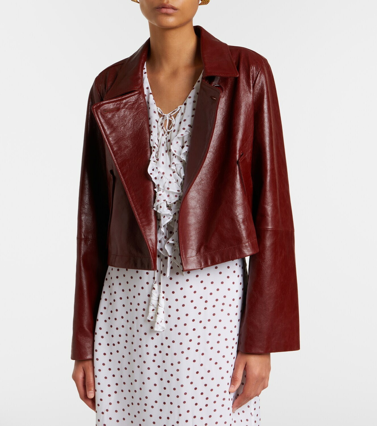 Dorothee Schumacher Broken Shine cropped leather jacket