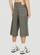 Destroyed Denim Bermuda Shorts in Grey