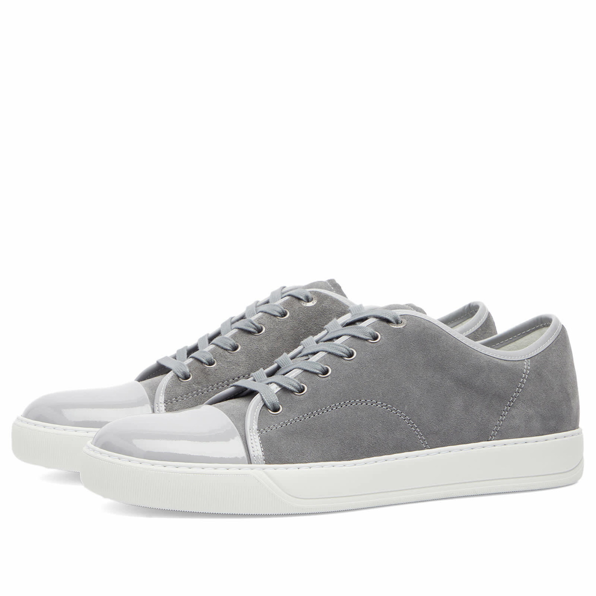 Lanvin Men's DBB1 High Shine Toe Cap Sneaker in Grey