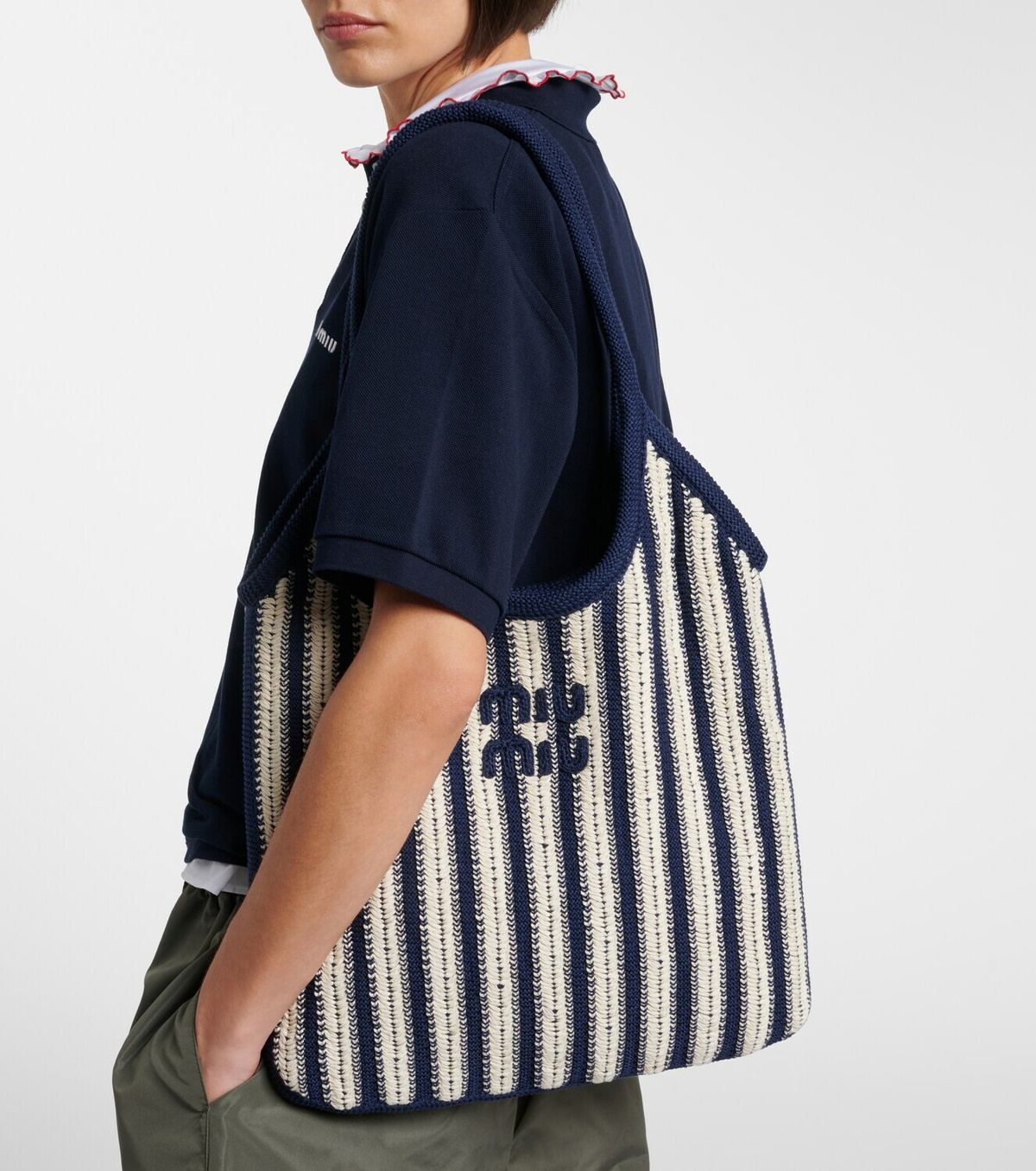 Miu Miu Ivy striped crochet shoulder bag