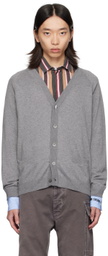 Moschino Gray Upside Down Logo Cardigan