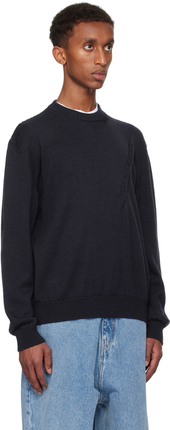 Y/Project Navy Pinched Logo Sweater