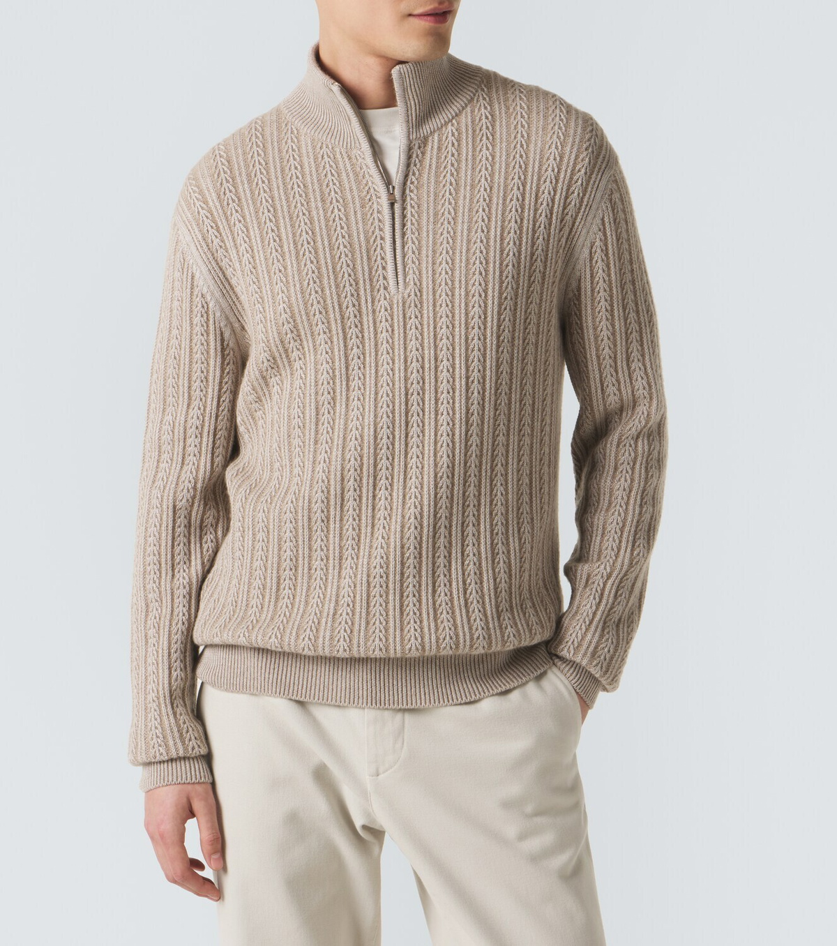Agnona Cashmere, wool, and silk half-zip sweater