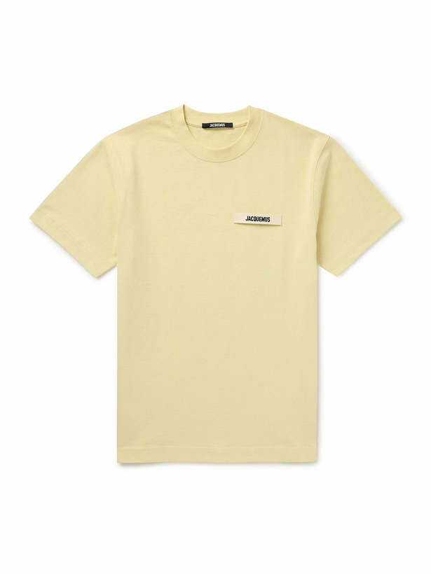 Photo: Jacquemus - Grosgrain-Trimmed Logo-Embroidered Cotton-Jersey T-shirt - Yellow