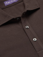 Ralph Lauren Purple Label - Logo-Embroidered Cotton-Piqué Polo Shirt - Brown