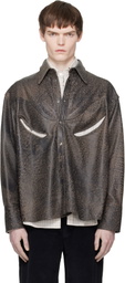 Commission Beige & Black Rider Leather Overshirt