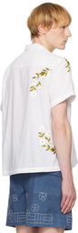 HARAGO White Embroidered Daisy Shirt