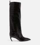 The Attico Lea croc-effect leather knee-high boots