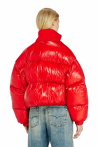 Diesel Down puffer jacket in ripstop with knitted collar - Winter Jackets Womens in Red