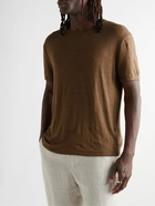 Officine Générale - Slub Stretch-Linen T-Shirt - Brown