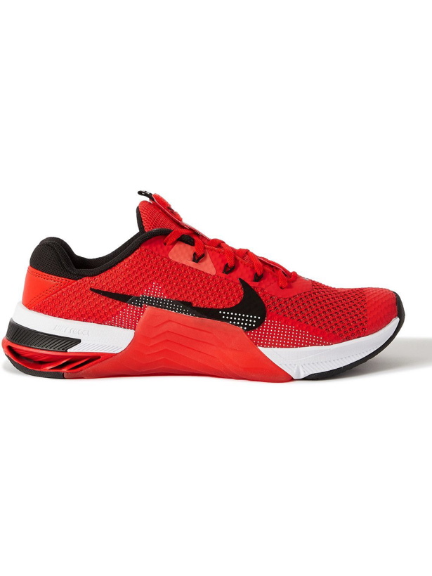 Photo: Nike Training - Metcon 7 Rubber-Trimmed Mesh Training Sneakers - Red