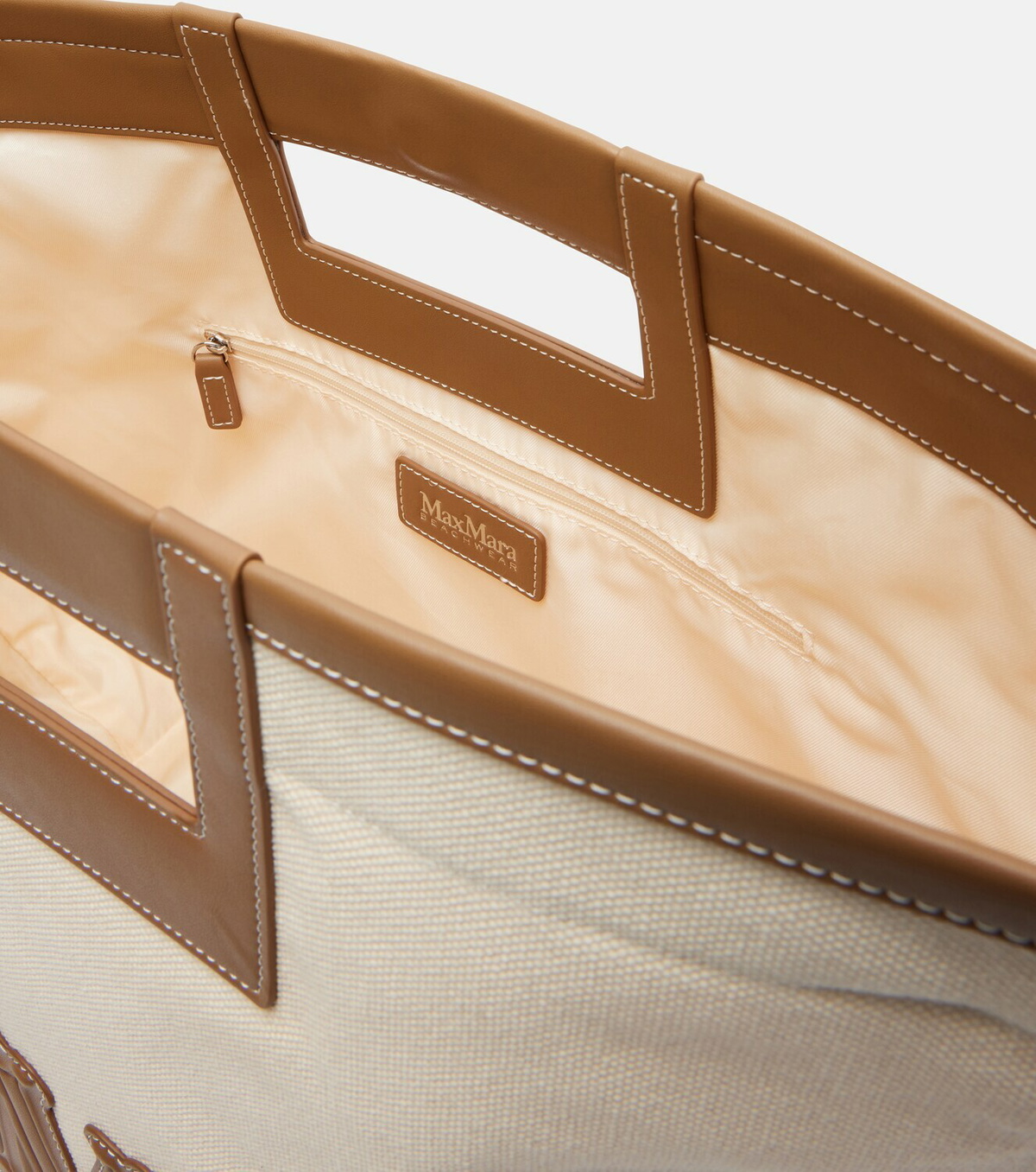 Max Mara Ecru Small canvas tote bag