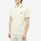 Fred Perry Authentic Men's Slim Fit Twin Tipped Polo Shirt in Ice Cream