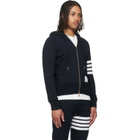 Thom Browne Navy Classic Loopback 4-Bar Zip-Up Hoodie
