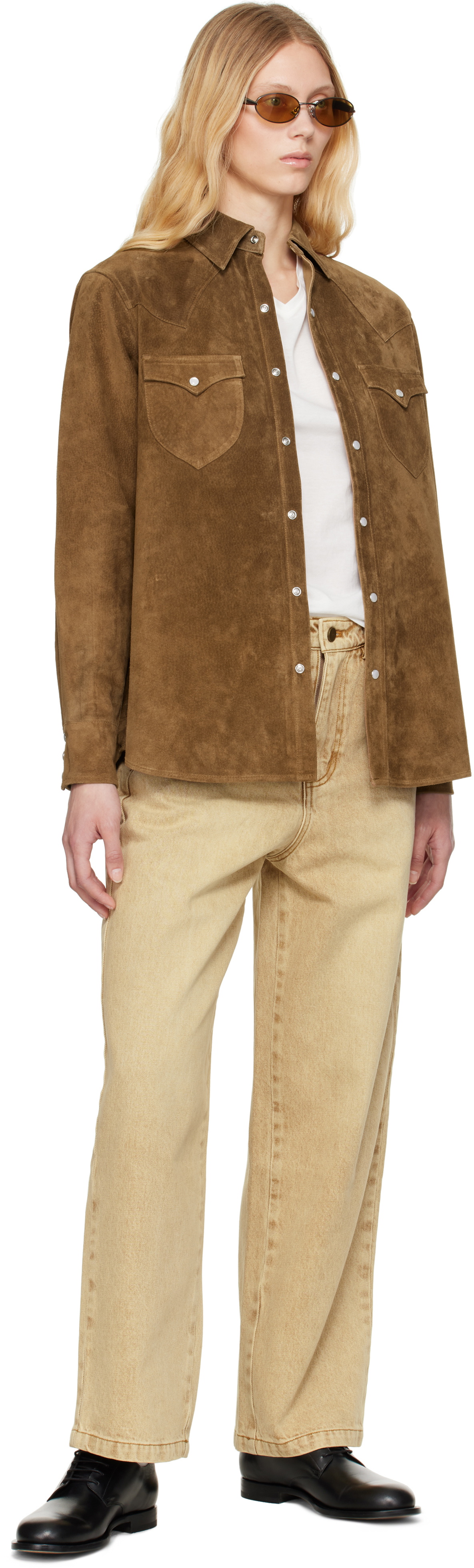 Carter Young Brown Western Suede Shirt