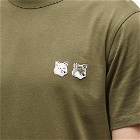 Maison Kitsuné Men's Double Monochrome Fox Head Patch Classic T-Shirt in Khaki Grey
