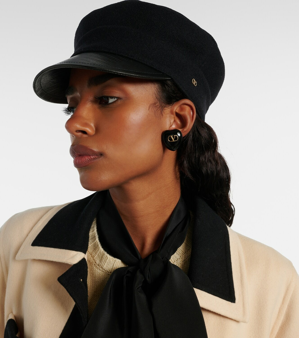 Valentino VLogo wool-blend felt newsboy cap