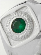 MAPLE - Psychotropic Sterling Silver Laboratory-Grown Emerald Signet Ring - Silver