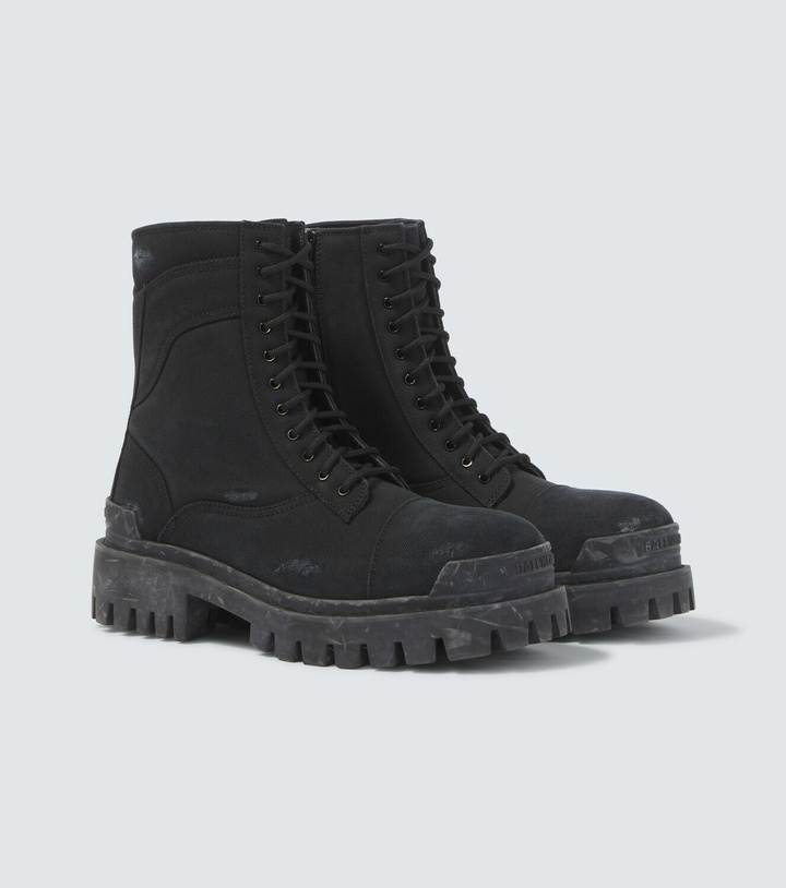 Photo: Balenciaga Combat Strike canvas lace-up boots