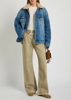 Acne Studios Quilted Faux Shearling and Denim Jacket Mid Blu