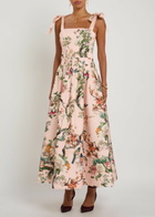 Alice + Olivia Hana Floral-print Stretch Cotton-sateen Midi Dress Pink