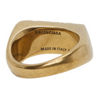 Balenciaga Gold Precious Logo Rectangle Ring