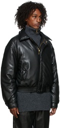 Nanushka Black Faux Leather Bomber Jacket