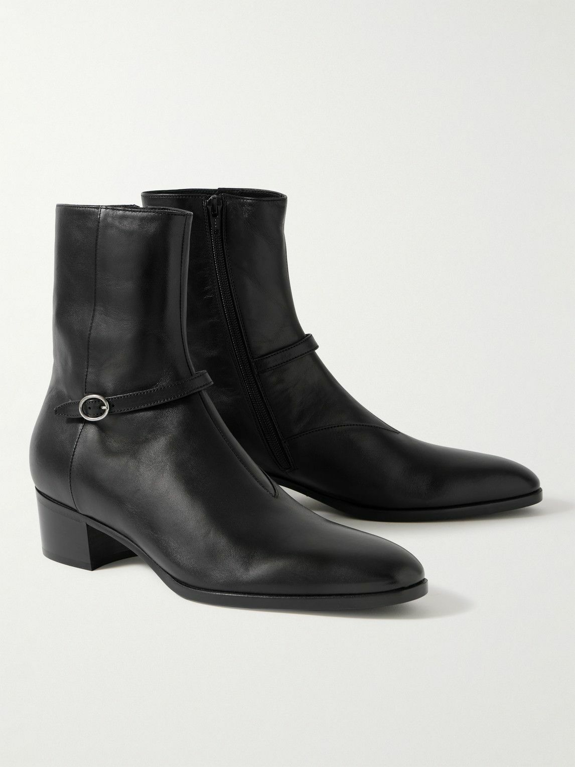 SAINT LAURENT - Vlad Buckled Leather Boots - Black Saint Laurent