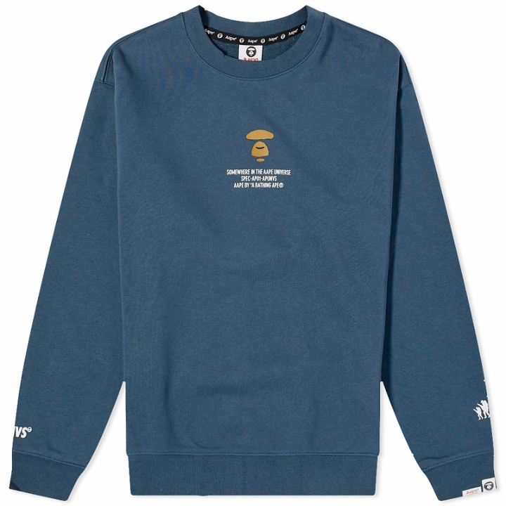 Photo: Men's AAPE Basic Army Tape Crew Sweat in Green (Navy)