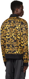 Versace Jeans Couture Black & Gold Sketch Baroque Bomber Jacket