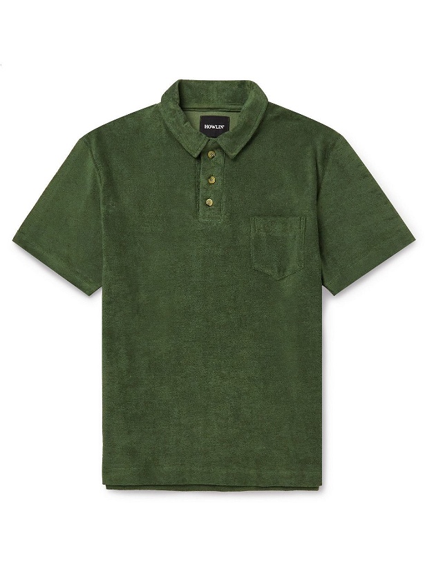 Photo: Howlin' - Mr Fantasy Cotton-Blend Terry Polo Shirt - Green