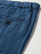 Hartford - Tanker Slim-Fit Straight-Leg Linen Drawstring Trousers - Blue