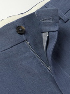 De Bonne Facture - Straight-Leg Pleated Linen Suit Trousers - Blue