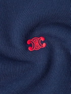 CELINE - Logo-Embroidered Cotton-Jersey Sweatshirt - Blue