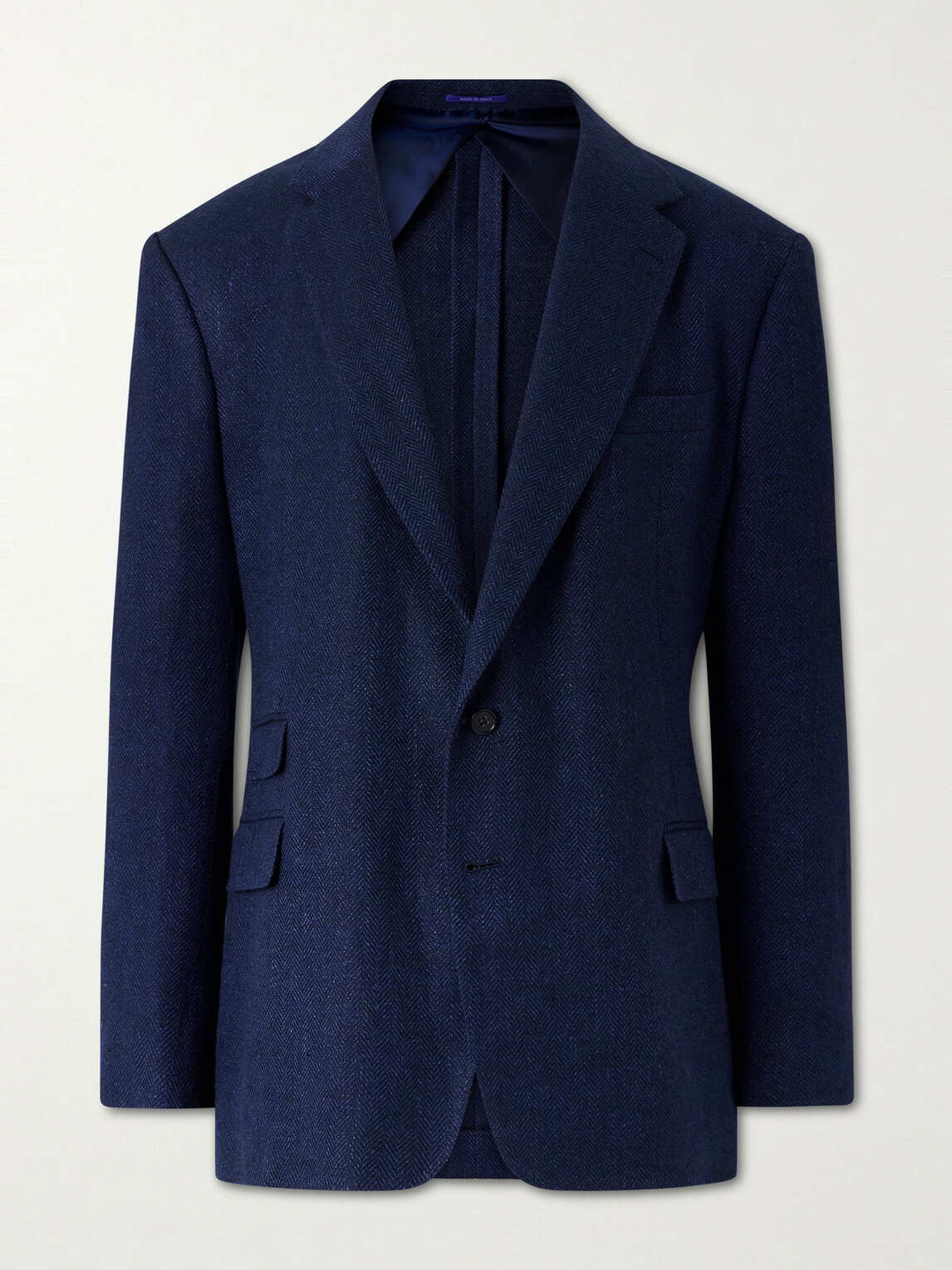 Ralph Lauren Purple label - Herringbone Cotton, Silk and Linen-Blend Blazer - Blue