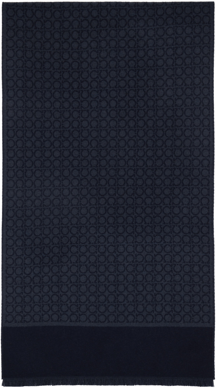 Ferragamo Navy Gancini Scarf