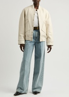 Victoria Beckham Padded Leather Varsity Jacket Ivory