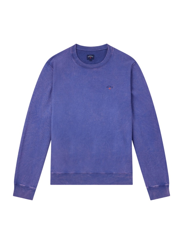 Photo: Noah - Logo-Embroidered Cotton-Jersey Sweatshirt - Blue