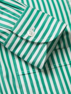 Drake's - Button-Down Collar Striped Cotton-Poplin Shirt - Green